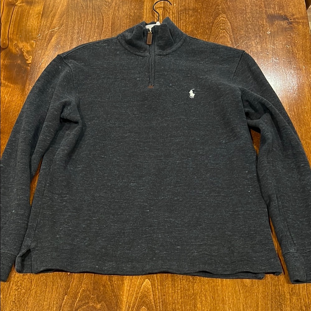 Polo by Ralph Lauren Gray Zip Up Sweater with Embroidered Logo